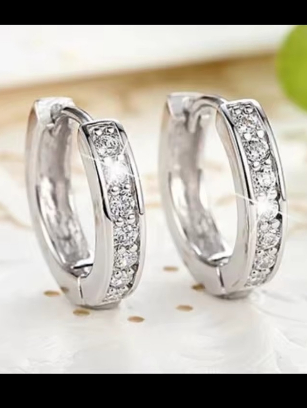 Hoop Earrings Silver Rhinestone Women's New g5 Jewelry